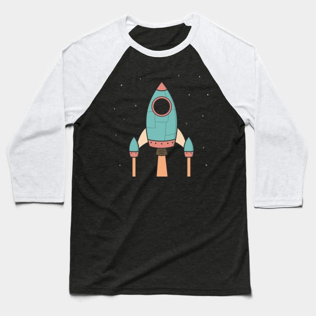 Cool Kids Spaceship Rocket Baseball T-Shirt by wordsberry